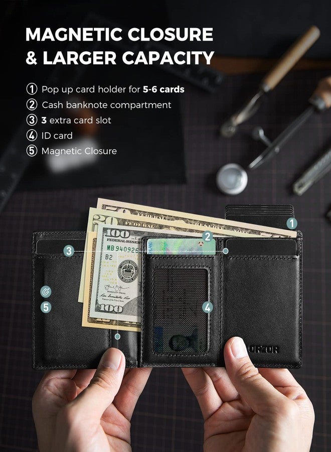 LORZOR Men Aluminium Wallet For Apple Airtag - Minimalist Pop Up Smart Wallet, Air Tag Holder, Slim Rfid, Modern Wallet (Airtag Not Included), Black - Image 2